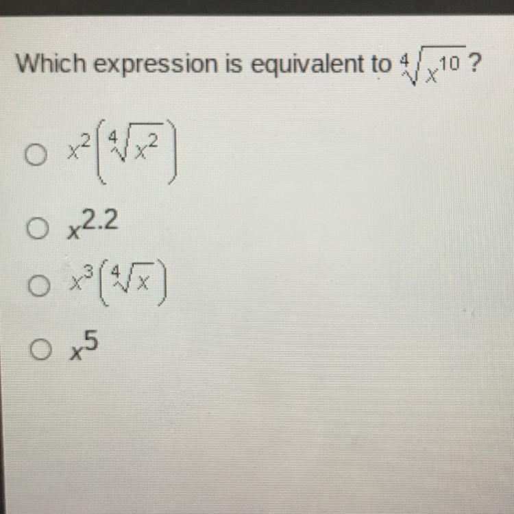 Which expression is equivalent to 4/x10? Please help me :,)-example-1