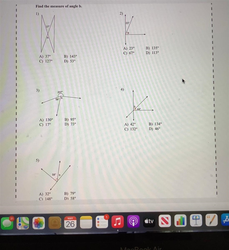 Find the measure of angle b. PLZ HELP AND SHOW WORK-example-1