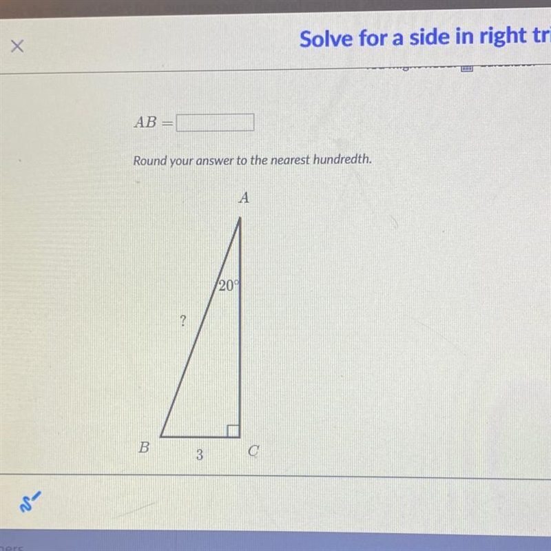 AB = Round your answer to the nearest hundredth. А 20 B 3 С-example-1