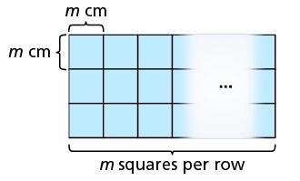 Find and simplify an expression for the area of three rows of m squares with side-example-1