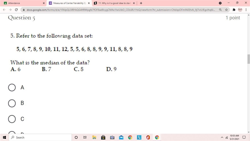 Refer to the following data set: What is the median?-example-1