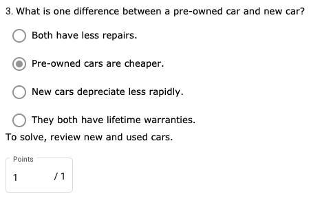 What is one difference between a pre-owned car and new car? - Both have less repairs-example-1