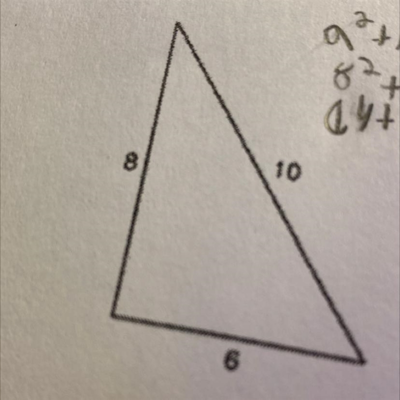 (Pythagorean theorem) do the following lengths form a right triangle? Show steps-example-1