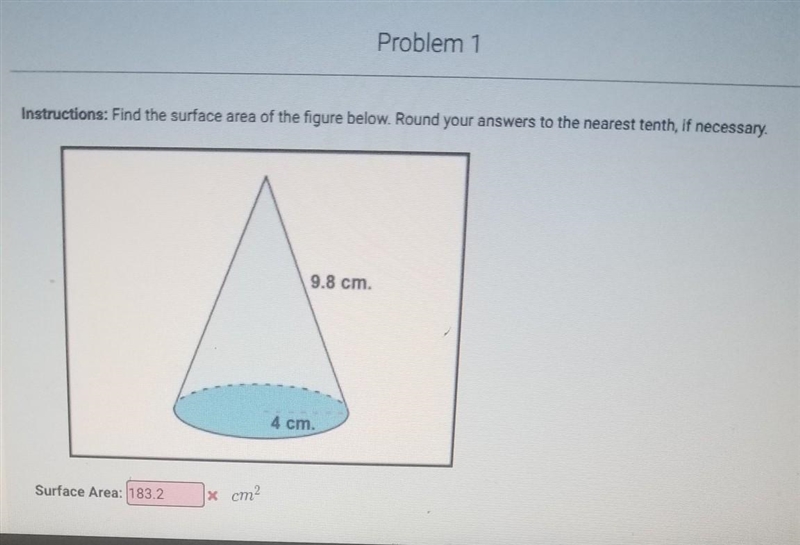 Find the surface area of the figure below. Round to the nearest tenth if necessary-example-1