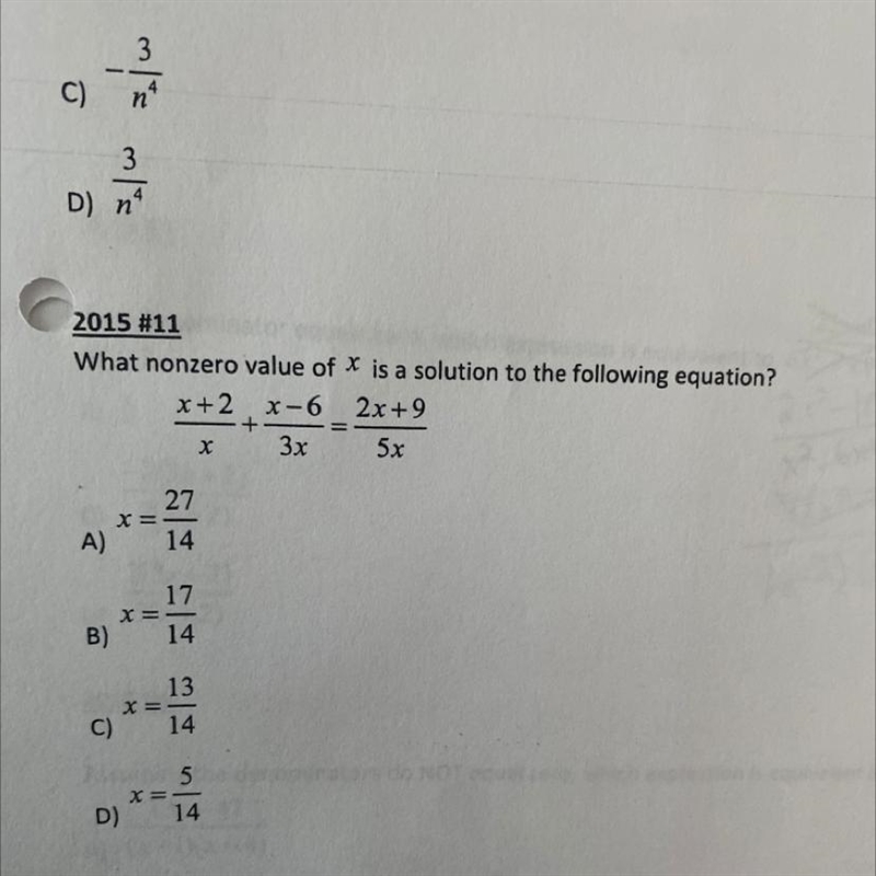 2015 #11 What nonzero value of x is a solution to the following equation? x + 2 X-example-1