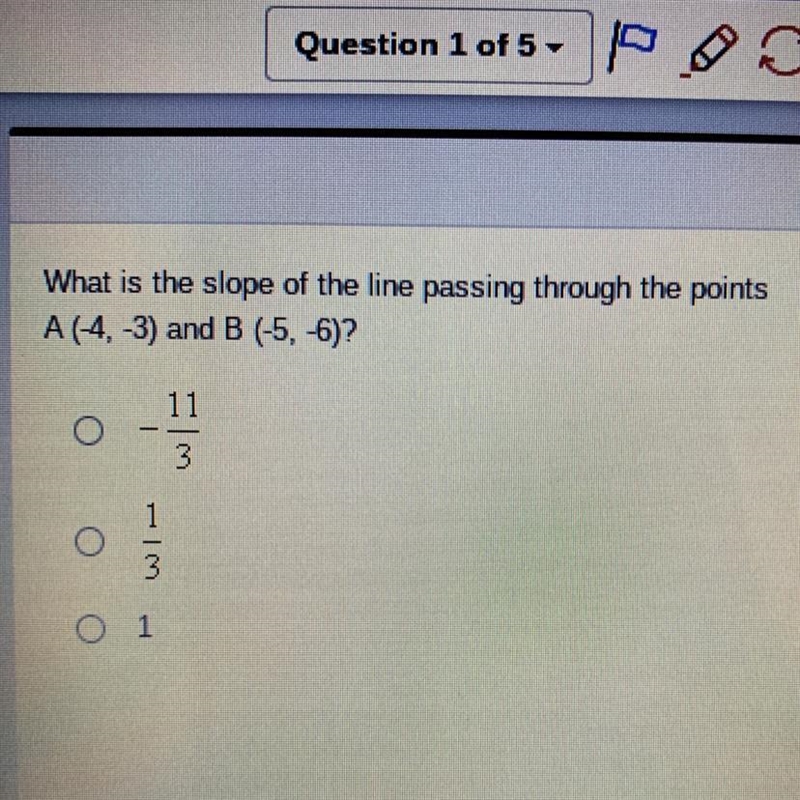 What is the slope of the line passing through the points A(-4,-3) and B (-5, 6)?-example-1