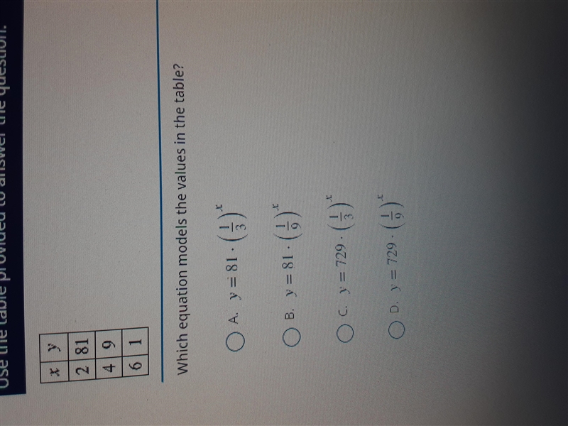 Which equation models the values in the table?-example-1