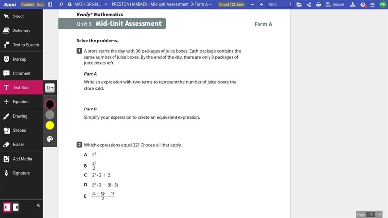 here is a image. 6th grade problem i in 6th grade. Please do part A and part B for-example-1