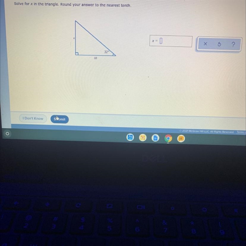 Solve for x in the triangle. Round your answer to the nearest tenth.-example-1