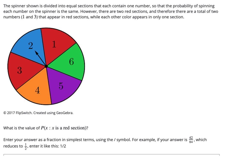 The spinner shown is divided into equal sections that each contain one number, so-example-1