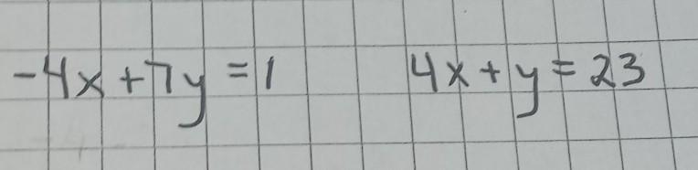 Find the coordinates of the point (x,y) where the two given lines intersect​-example-1