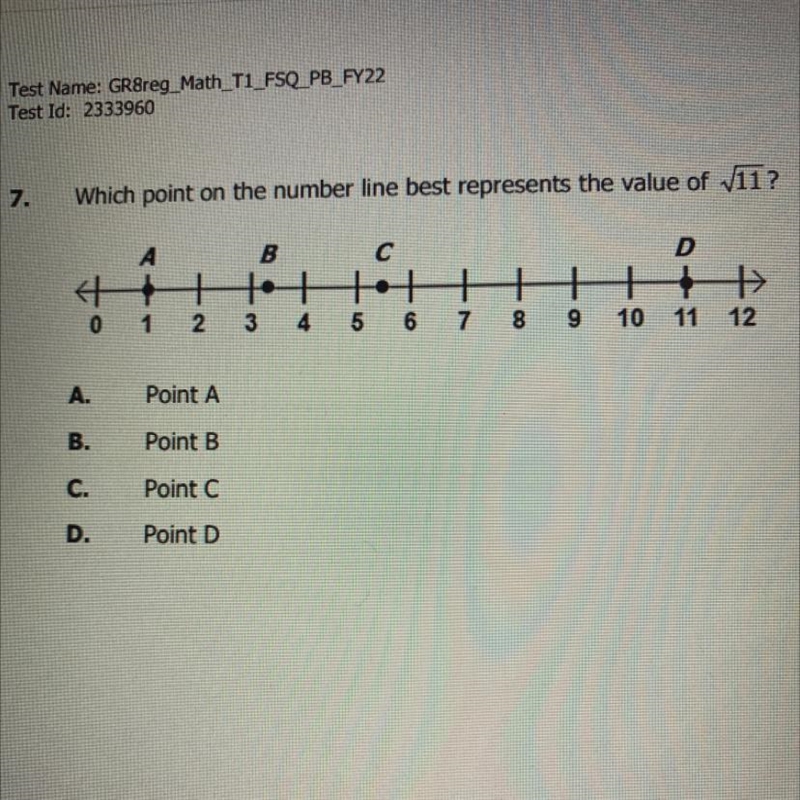 Which point on the number line best represents the value of V11-example-1