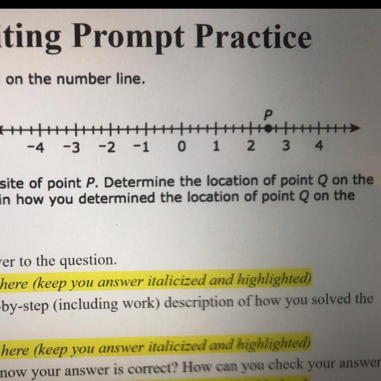 Point P is plotted on the number line. Point Q is the opposite of point P. Determine-example-1