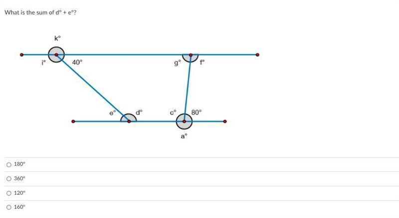 What is the sum of d° + e°?-example-1