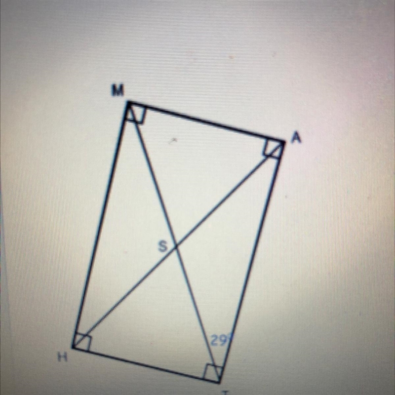 Calculate angle S in the rectangle MATH. M s 129 H T O S = 58 O S = 29 O S = 122 O-example-1