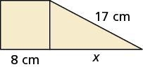 The figure below consists of a square and a right triangle. Find the missing length-example-1