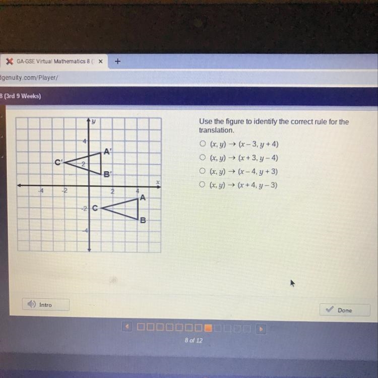 Please help! Use the figure to identify the correct rule for the translation. (x, y-example-1