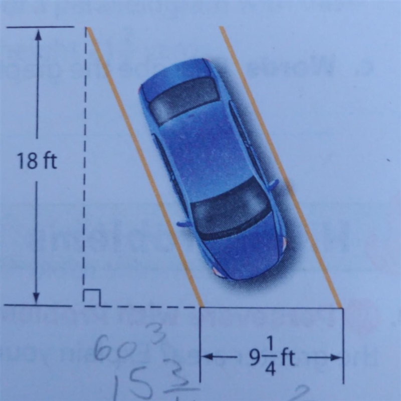 Find the area of the parking space shown below ​-example-1