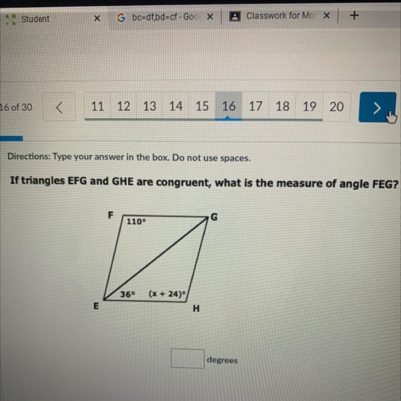 Directions: Type your answer in the box. Do not use spaces. If triangles EFG and GHE-example-1