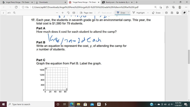 Someone help me with finding an x and y equation and then finding points and graphing-example-1