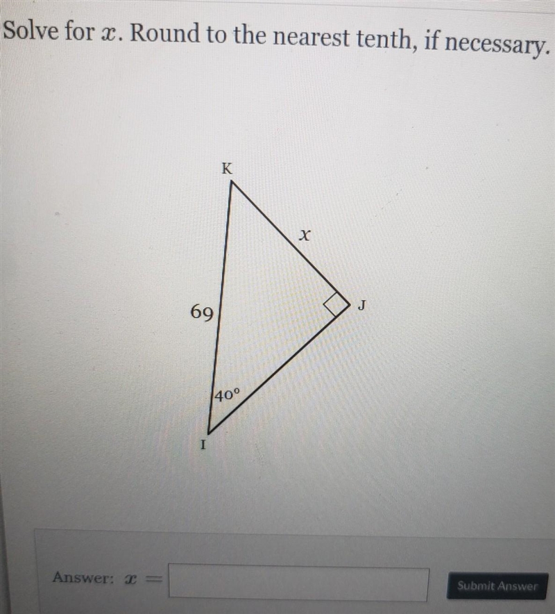 Solve for x. Round to the nearest tenth, if necessary.​-example-1