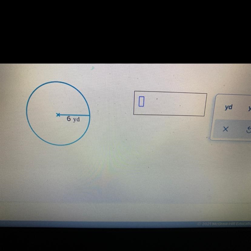 Find the area of a circle with radius 6yd. Use the value 3.14 for and do not round-example-1