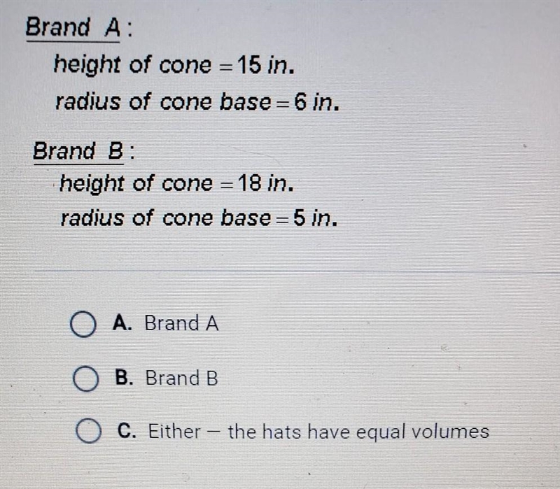 Tina would like to buy cone shaped hats for her birthday party. She wants hats with-example-1