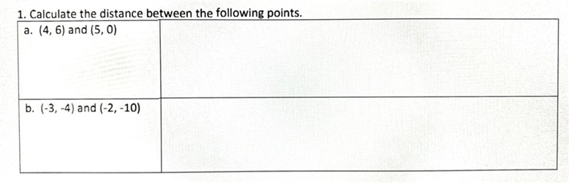 Calculate the distance between the following points (photo shown) *would really appreciate-example-1