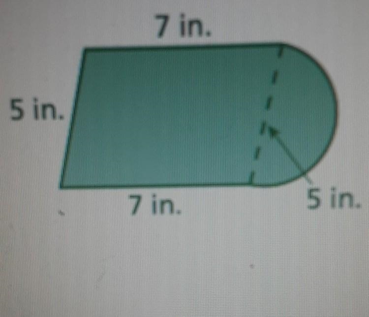 Find the perimeter of the figure to the nearest hundredth. perimeter: about __ in-example-1