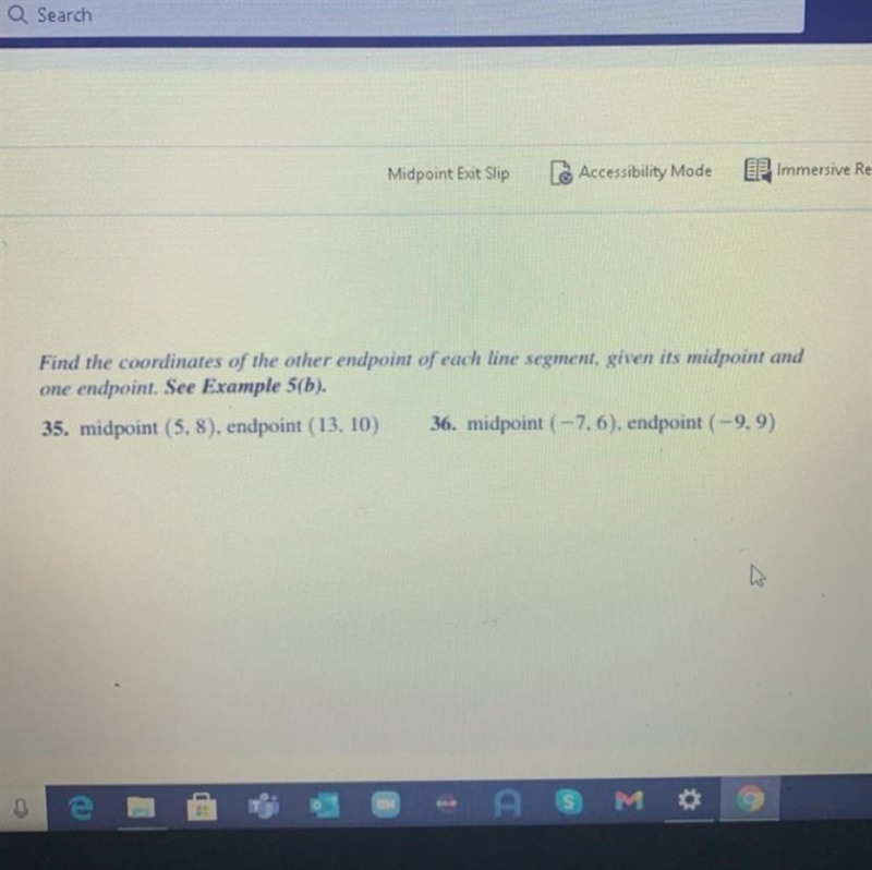 Find the coordinates of the other endpoint of each line segment given its midpoint-example-1