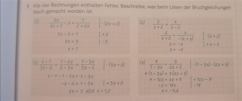 There is a mistake in each fraction- please describe what went wrong (all of em) No-example-1