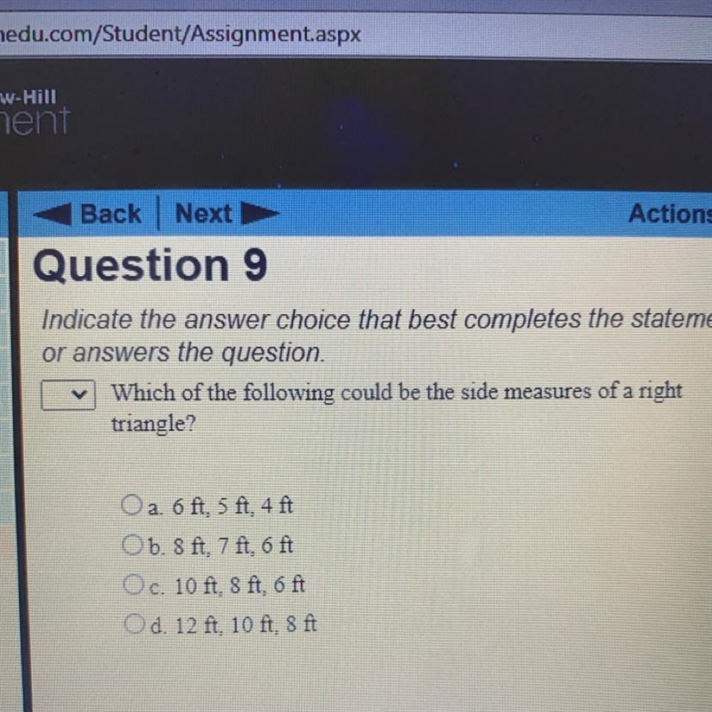 Which of the following could be the side measures of a right triangle?-example-1