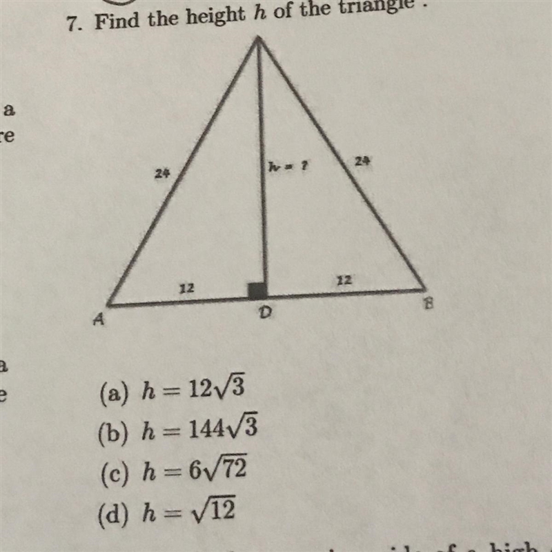 Find the height h of the triangle.-example-1