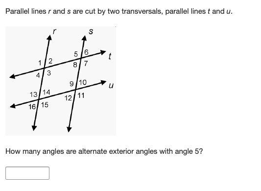 Parallel lines r and s are cut by two transversals, parallel lines t and u.-example-1