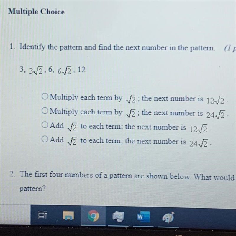 1. Identify the pattern and find the next number in the pattern. (1 point)-example-1