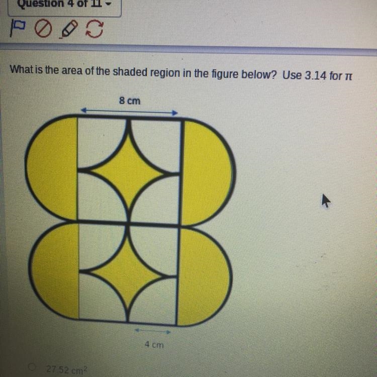 What is the area of the shaded region in the figure below? Use 3.14 for pie-example-1