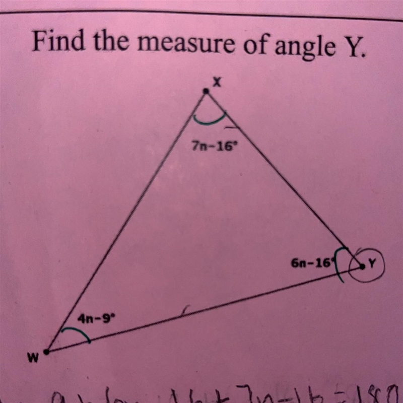 Find the measure of angle Y.-example-1