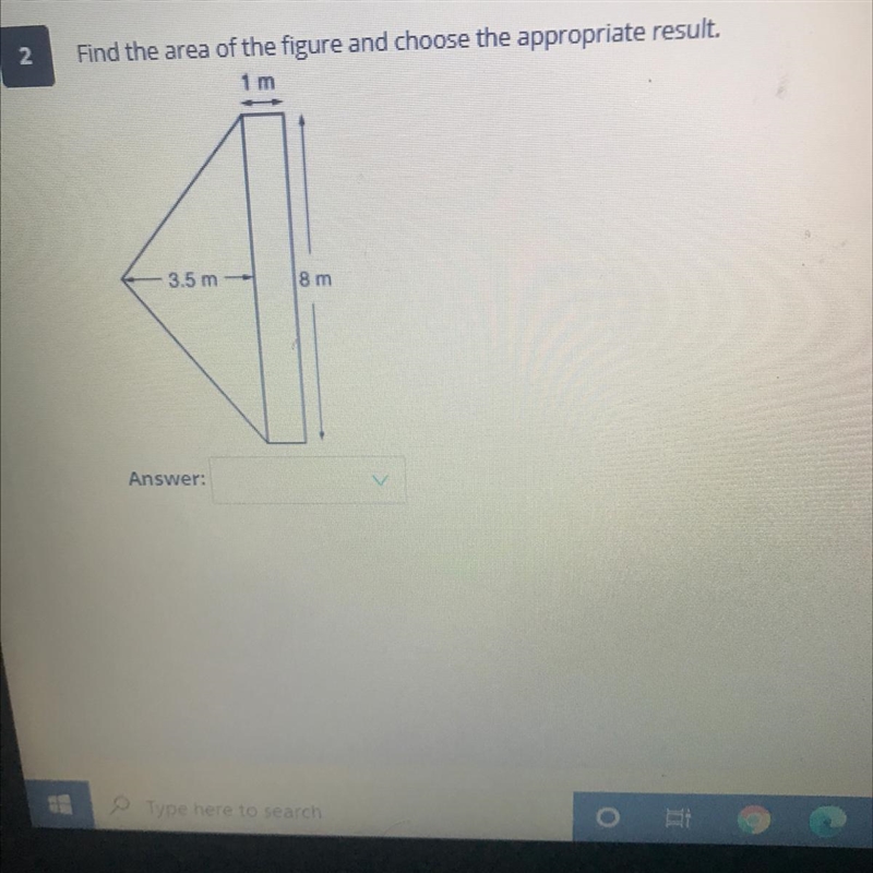 Find the area of the figure and choose the appropriate result. 1 m 3.5 m 8 m-example-1