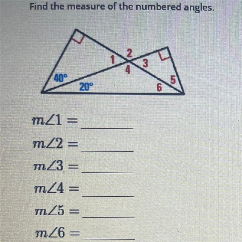 PLEASE HELP Find the measure of the numbered angles-example-1