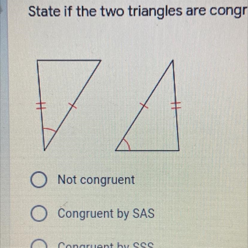 Determine if the triangles are congruent. If they are, state why.-example-1