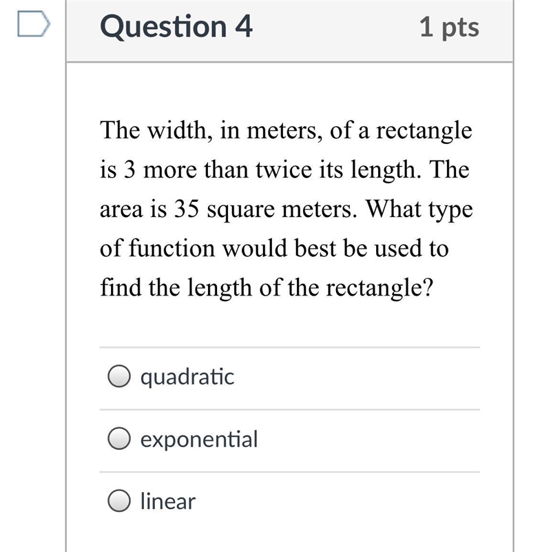 The width, in meters, of a rectangle is 3 more than twice its length. The area is-example-1