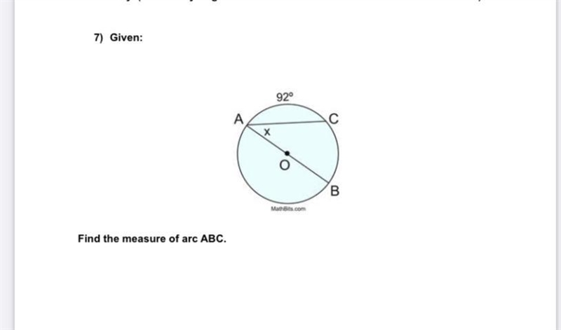 Find Arc measure of ABC-example-1