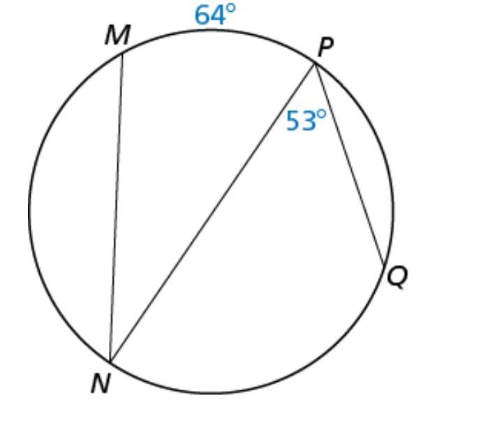 Find angle N and arc NQ. See the image below.-example-1