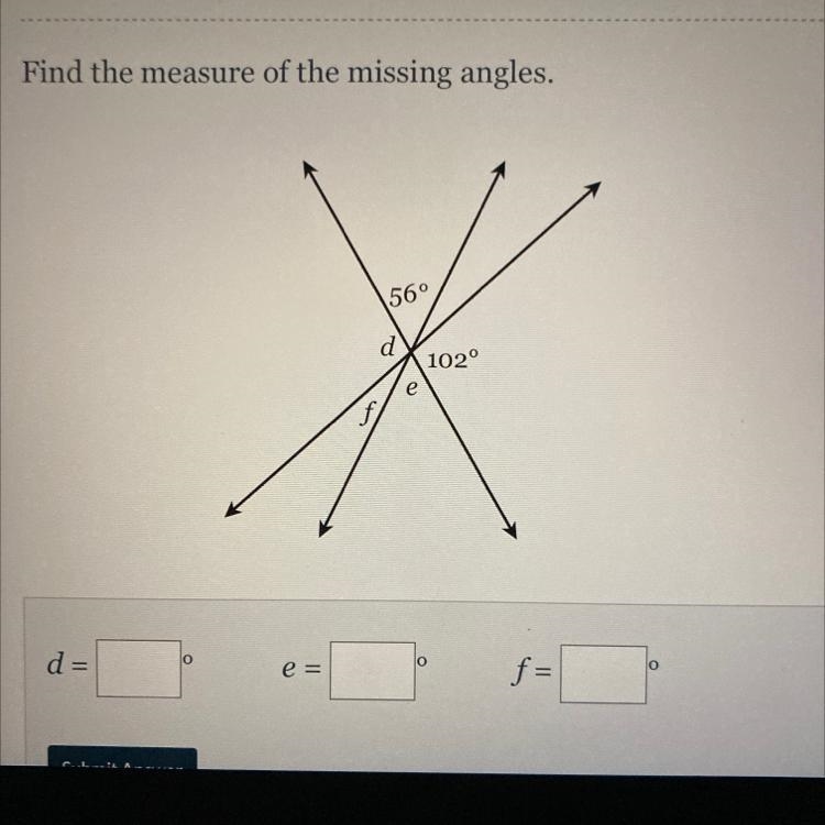 Find the measure of the missing angles.-example-1