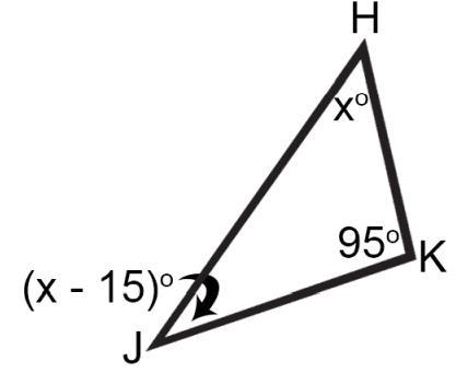 Find the measure of ∠ J. (Hint: You must find the value of x first)-example-1