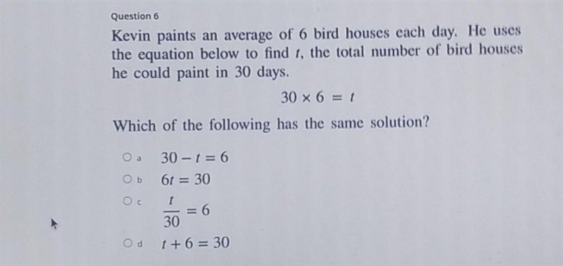 HELP PLS Kevin paints an average of 6 bird houses each day. He uses the equation below-example-1