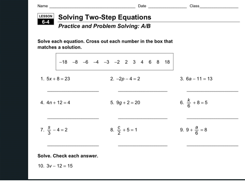 Solving 2 step equations Check the image for questions This is for my sister-example-1