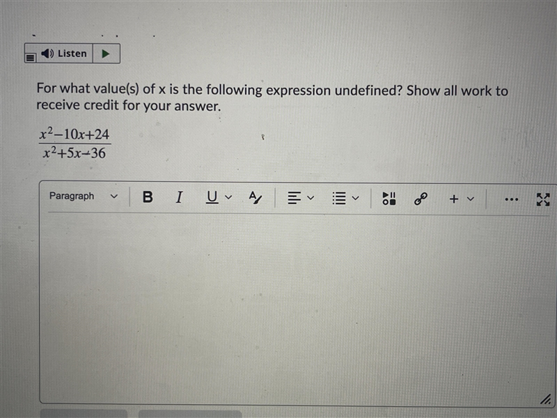 For what value(s) of x is the following expression undefined?-example-1