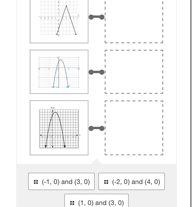 Match the correct graph with the corresponding x-intercepts-example-1