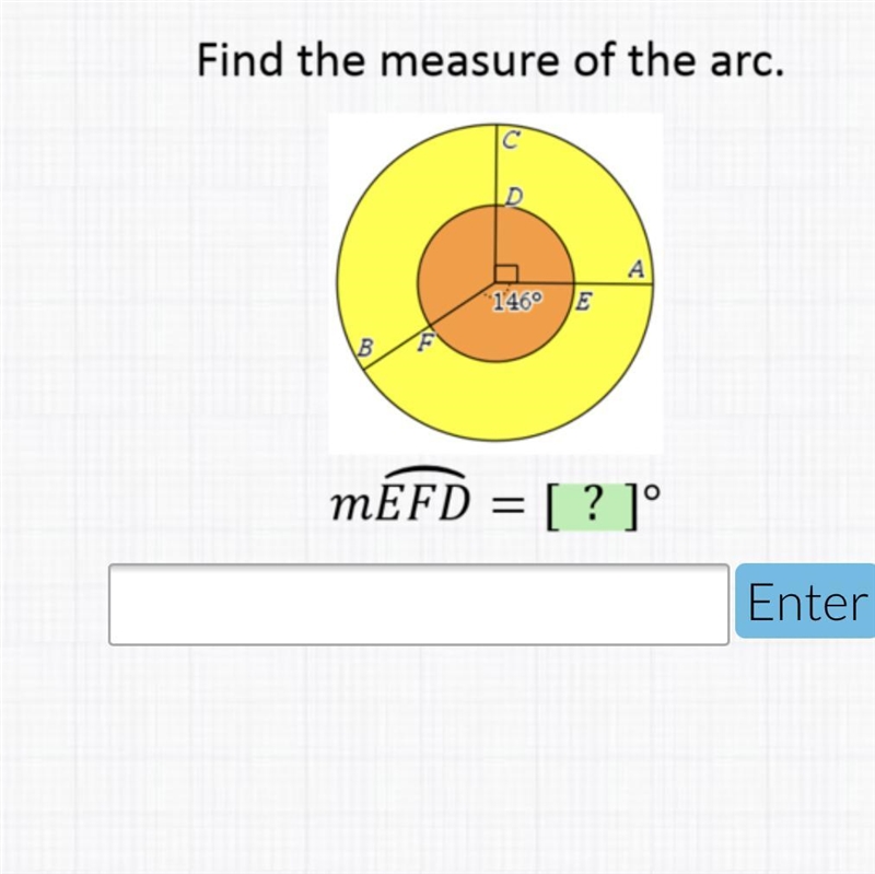 Please help!!!! Find the measure of the arc mEFD=-example-1